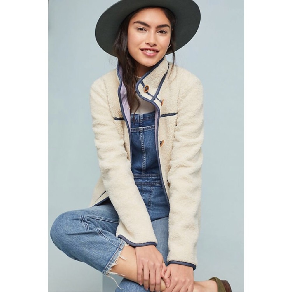 NWT Anthropologie Piped Sherpa Jacket